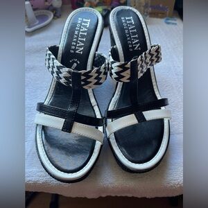 Italian Shoemakers Black and White Strappy Sandals